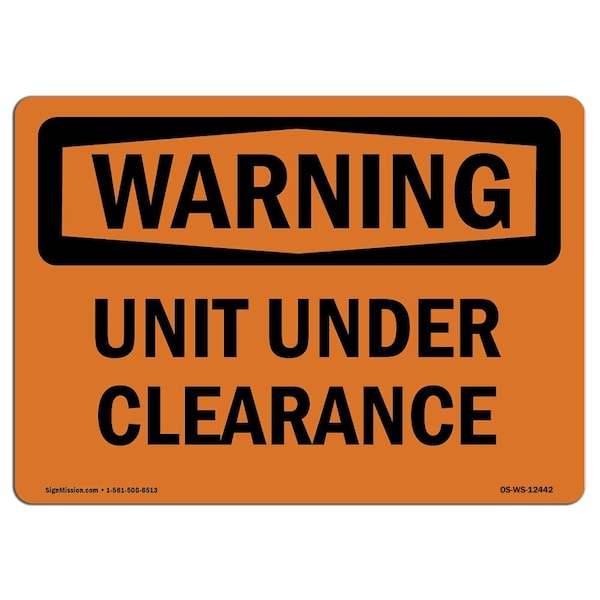 Safety Sign, OSHA WARNING, 3.5" Height, Unit Under Clearance, Landscape, 10PK